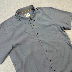 Quiksilver Waterman Shirt Mens Medium Blue Micro Grid Lightweight Beach Surf